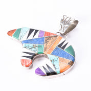 Sterling Silver Zuni Multi-Stone Inlay Medicine Bear Pendant