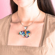 Sterling Silver Zuni Multi-Stone Inlay Medicine Bear Pendant