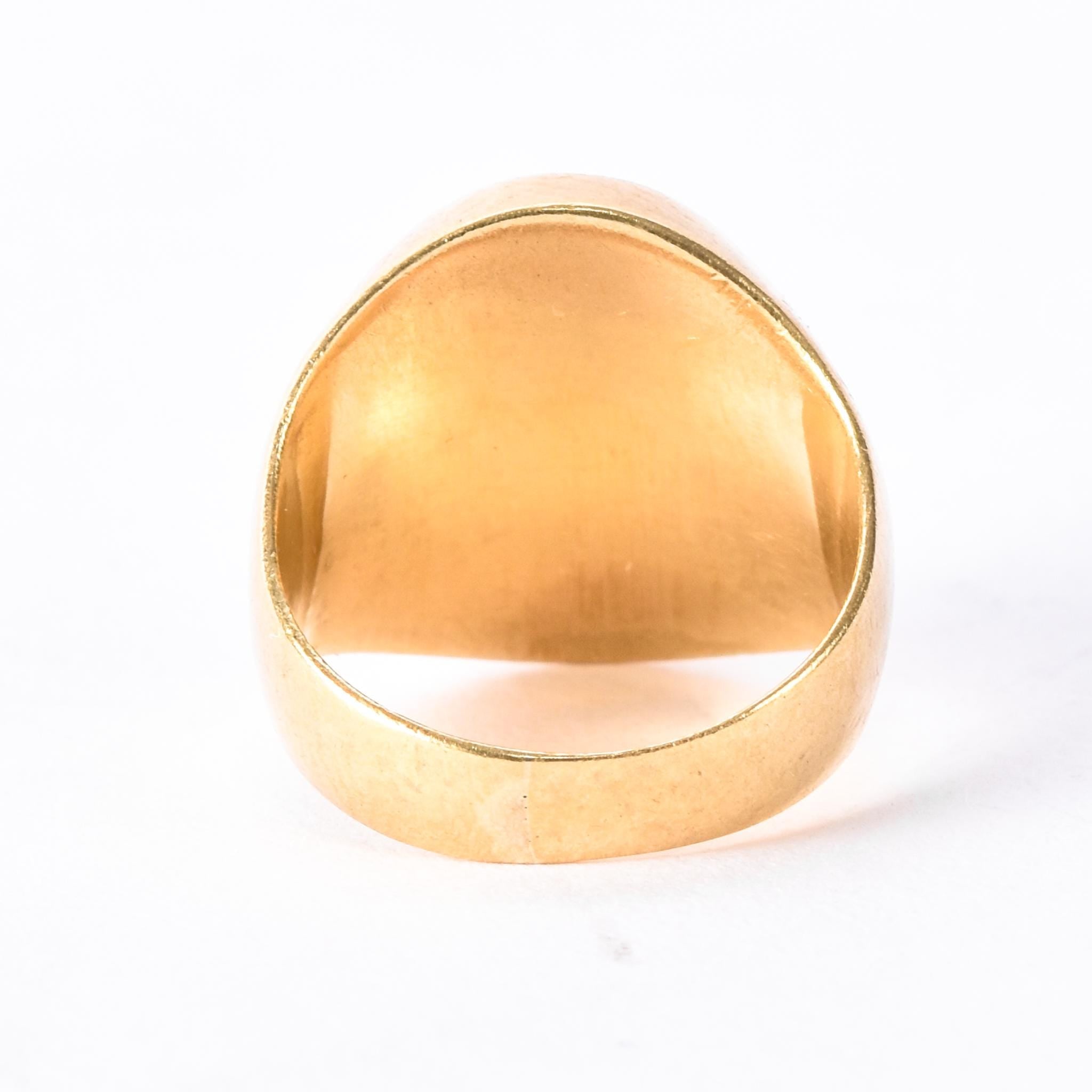 18K Gold Intaglio Knife-Wielding Laurel Wreath Signet Ring, Size 3 3/4