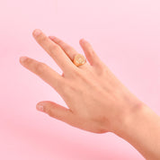 18K Gold Intaglio Knife-Wielding Laurel Wreath Signet Ring, Size 3 3/4