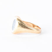 14K Gold Intaglio Blue Sardonyx Family Crest Ring