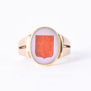 14K Gold Intaglio Red Sardonyx English Family Crest Ring