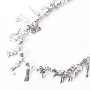 Vintage 925 Sterling Silver Mexican Milagros Charm Necklace, 31in