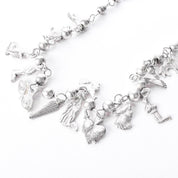 Vintage 925 Sterling Silver Mexican Milagros Charm Necklace, 31in