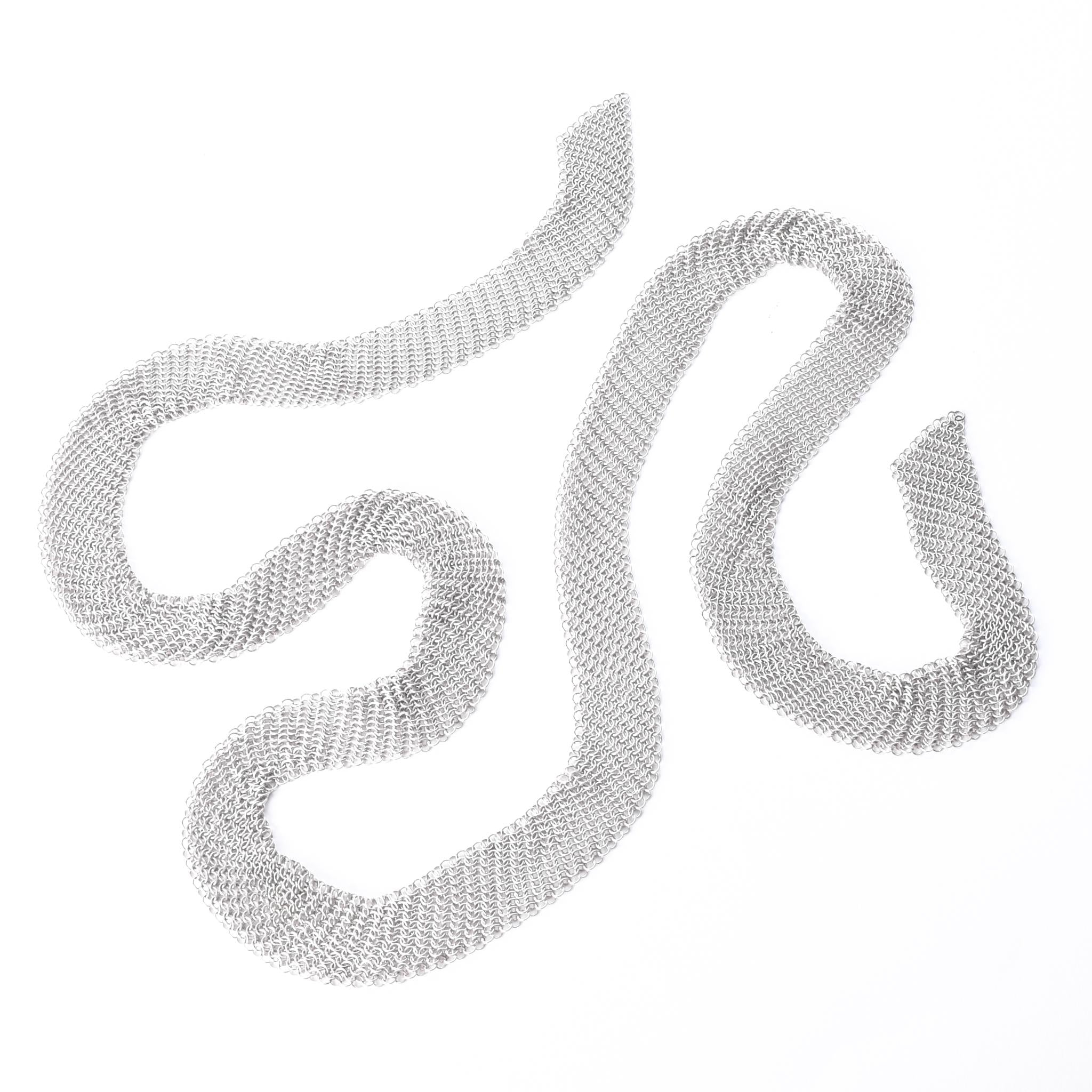1997 Tiffany & Co. Elsa Peretti Sterling Silver Mesh Tie Scarf