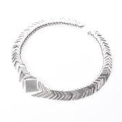 Sterling Silver Modernist Herringbone Link Collar Necklace
