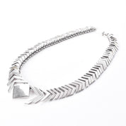 Sterling Silver Modernist Herringbone Link Collar Necklace