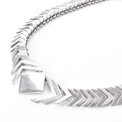 Sterling Silver Modernist Herringbone Link Collar Necklace