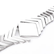 Sterling Silver Modernist Herringbone Link Collar Necklace