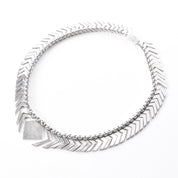 Sterling Silver Modernist Herringbone Link Collar Necklace
