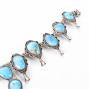 Navajo Sterling Silver Turquoise Squash Blossom Collar Necklace, 18in