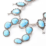 Navajo Sterling Silver Turquoise Squash Blossom Collar Necklace, 18in
