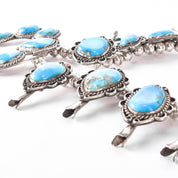 Navajo Sterling Silver Turquoise Squash Blossom Collar Necklace, 18in