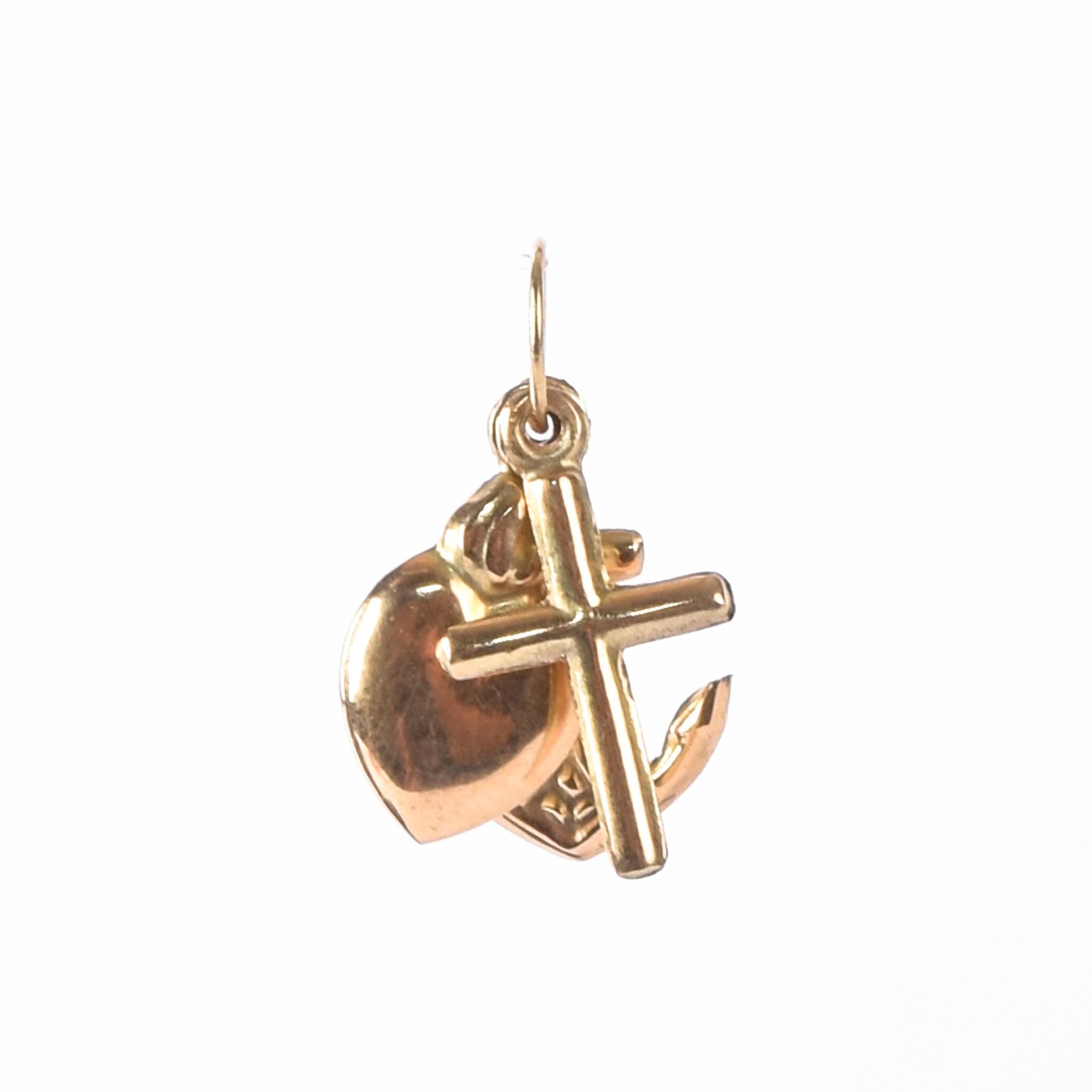 14K Gold Lightweight Faith, Hope, & Charity Pendant/Charm