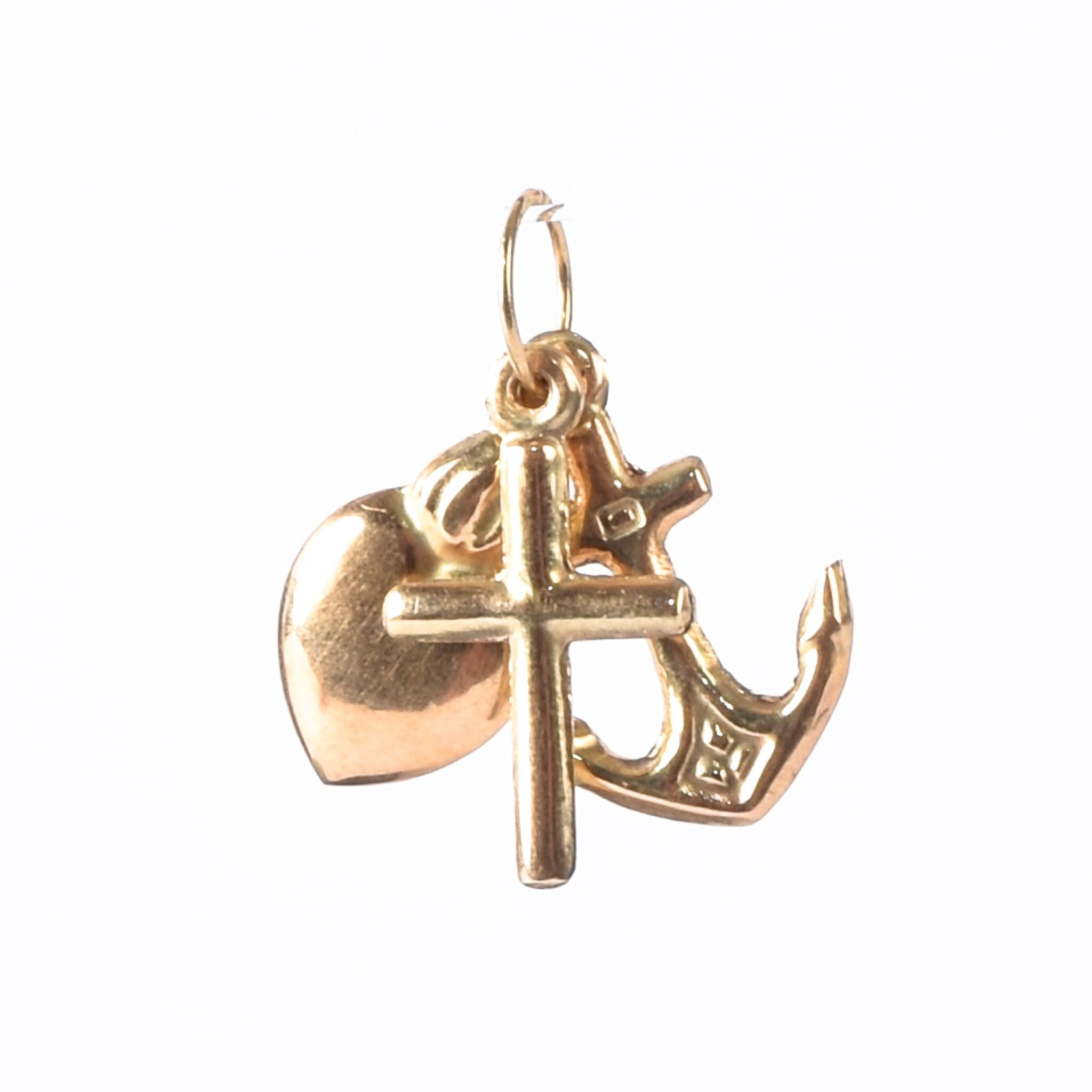 14K Gold Lightweight Faith, Hope, & Charity Pendant/Charm