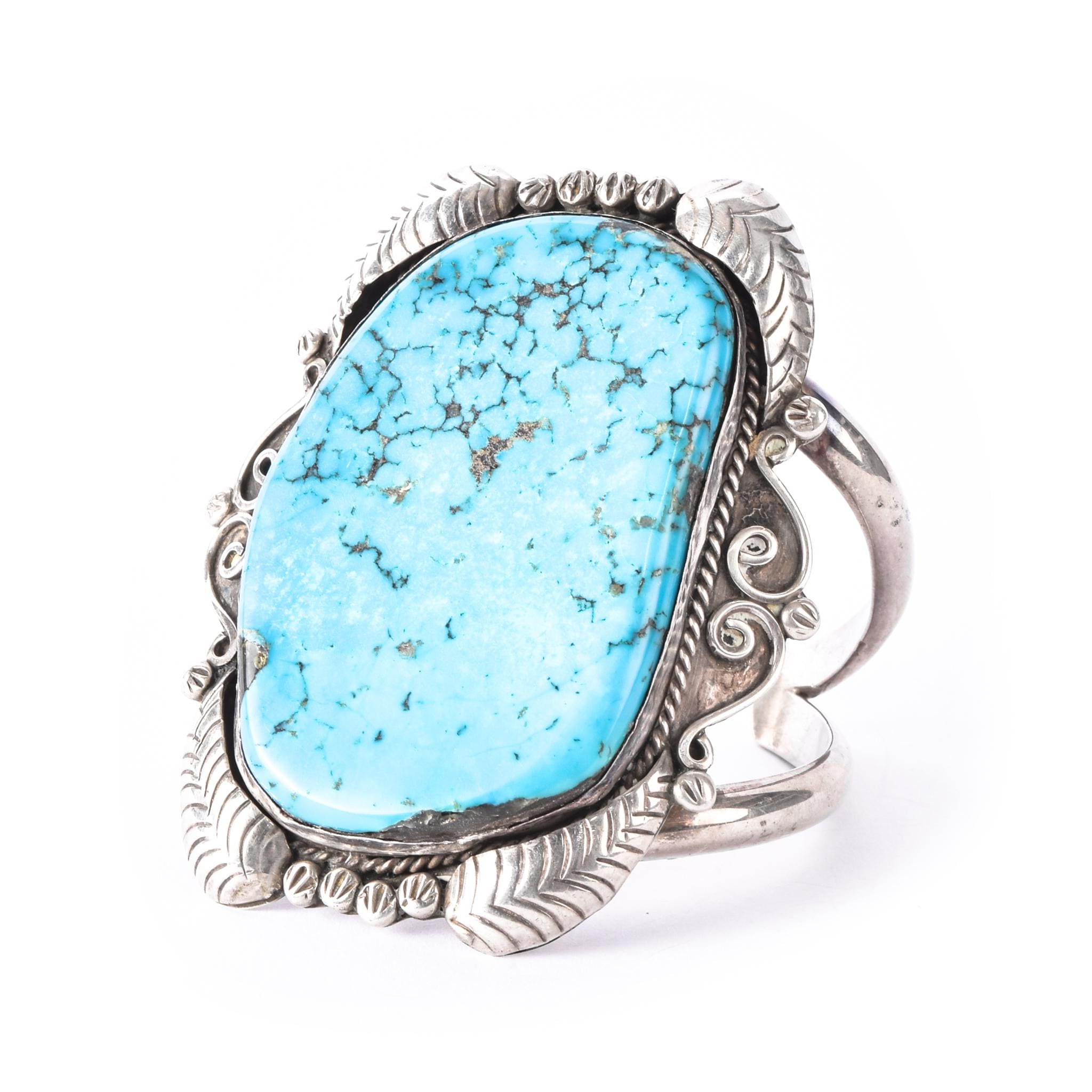 Massive Kingsman Turquoise Sterling Silver Cuff Bracelet