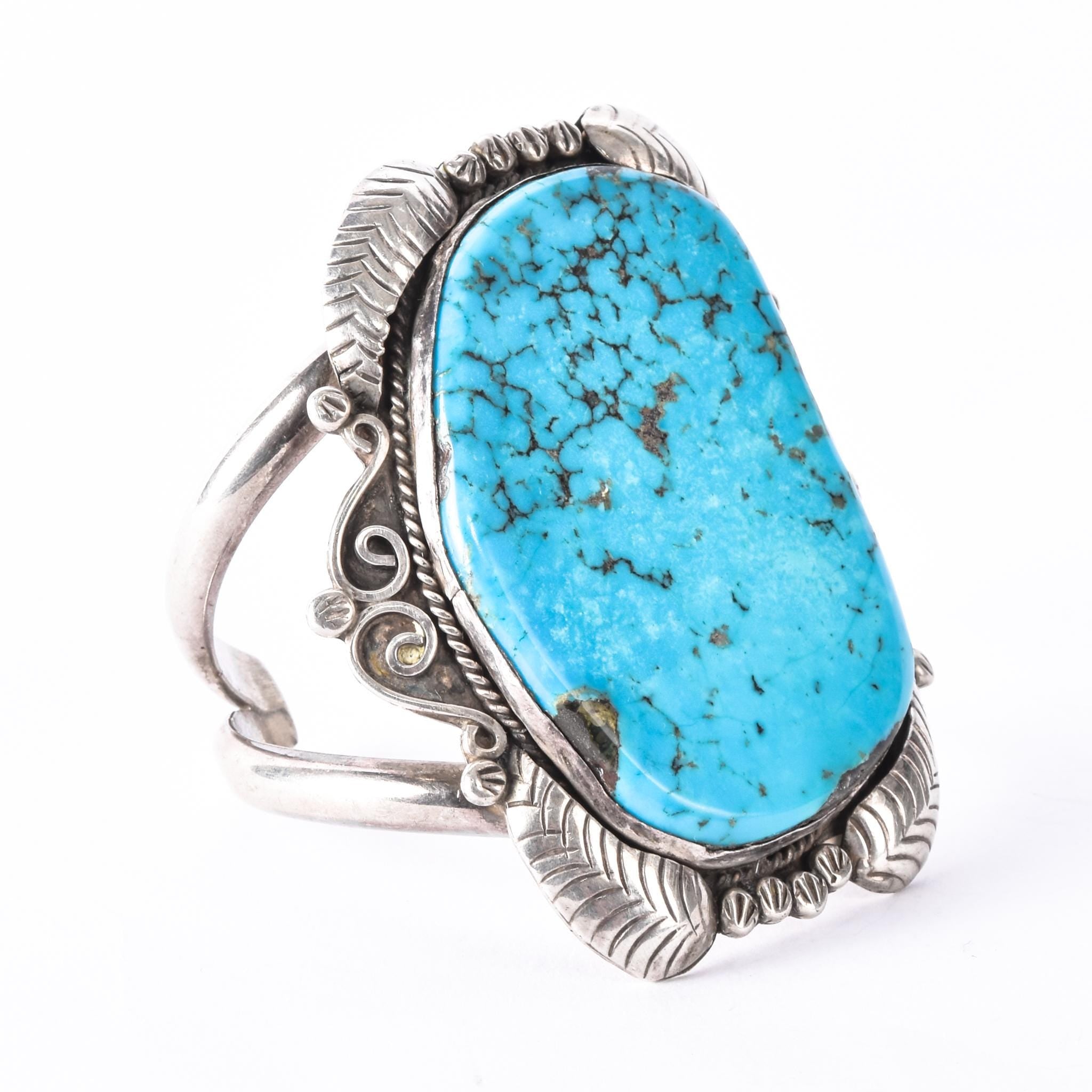 Massive Kingsman Turquoise Sterling Silver Cuff Bracelet