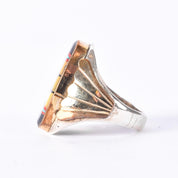 Sterling Silver & Gold Vermeil Multi-Gemstone Zuni Inlay Ring