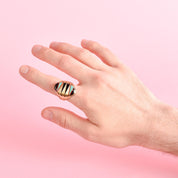 Sterling Silver & Gold Vermeil Multi-Gemstone Zuni Inlay Ring