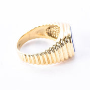 14K Gold Lapis Lazuli Sculpted Band Statement Ring