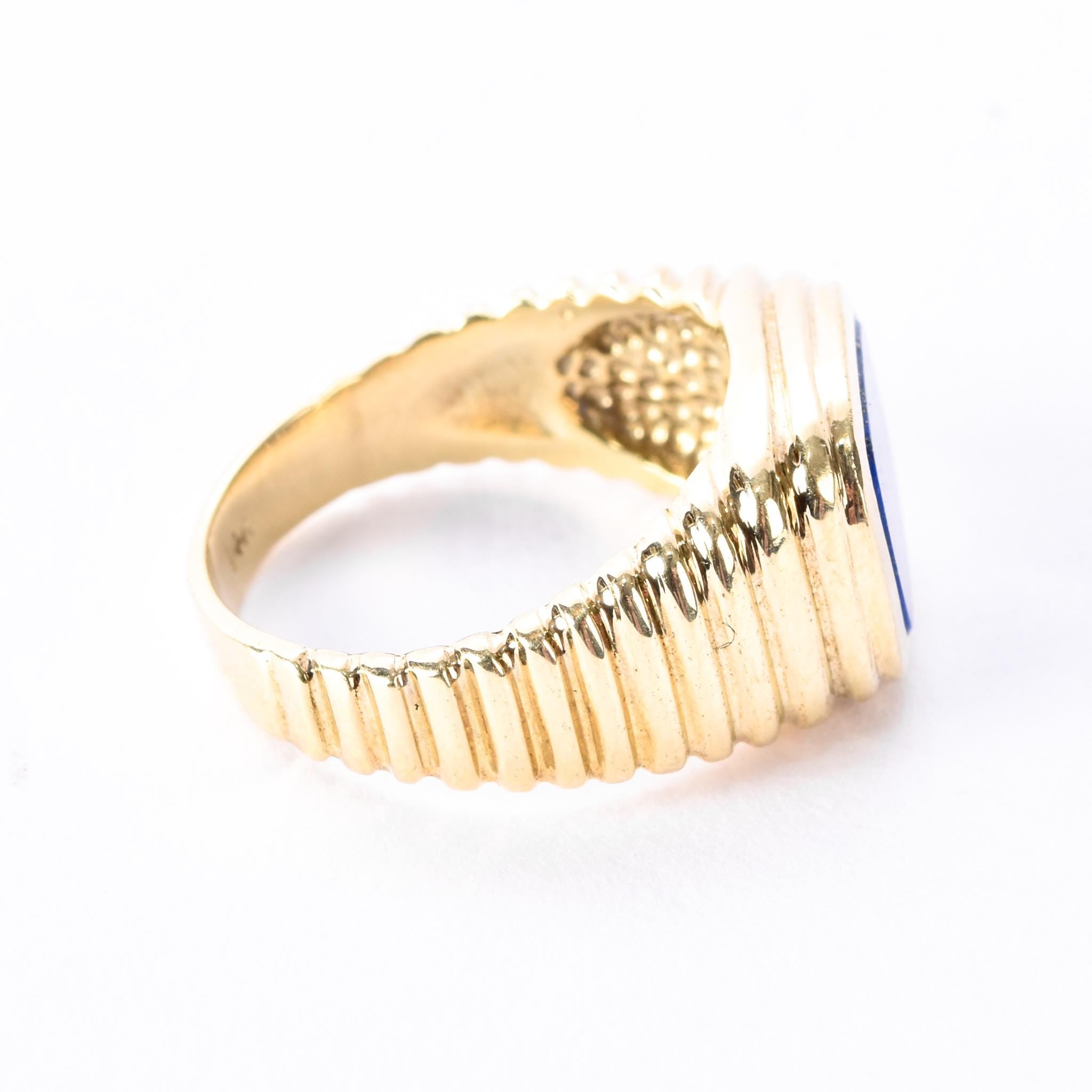 14K Gold Lapis Lazuli Sculpted Band Statement Ring