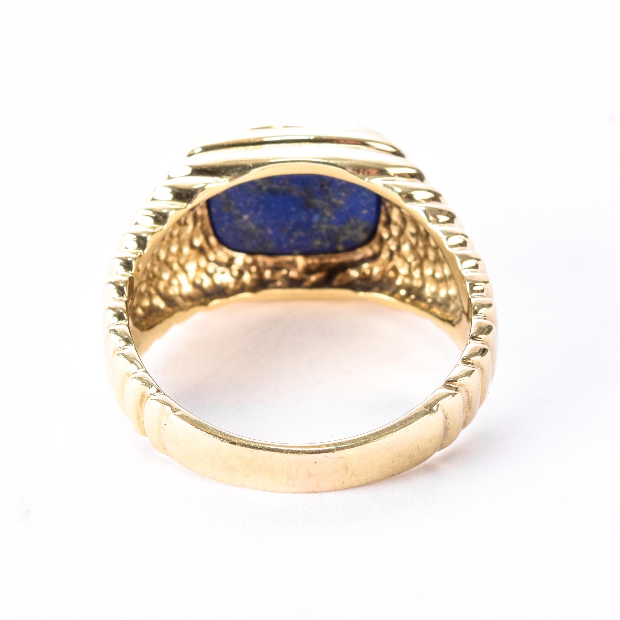 14K Gold Lapis Lazuli Sculpted Band Statement Ring