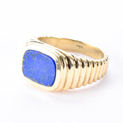 14K Gold Lapis Lazuli Sculpted Band Statement Ring