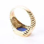 14K Gold Lapis Lazuli Sculpted Band Statement Ring