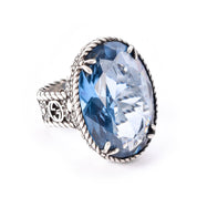 Gucci Sterling Silver and Blue Topaz Statement Ring