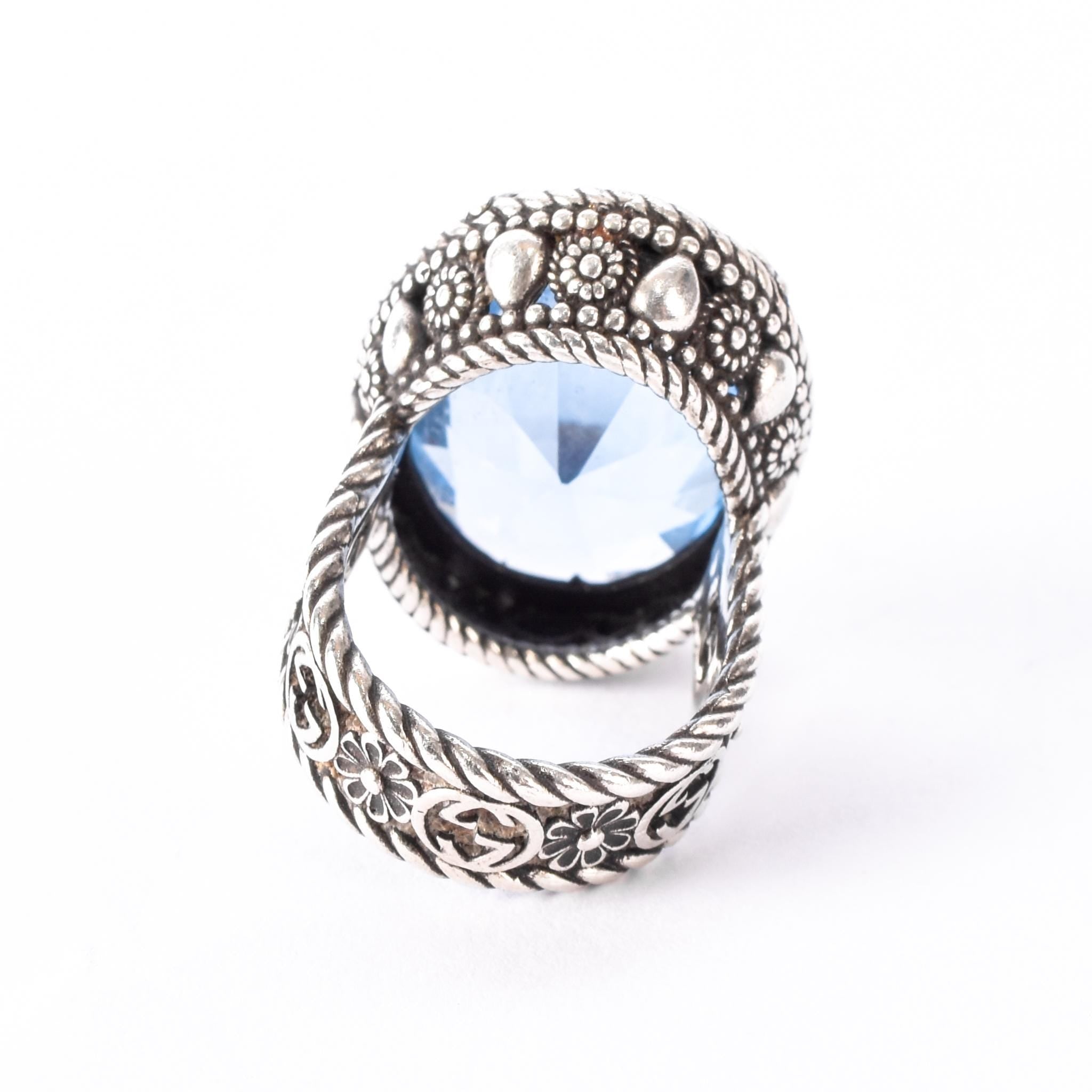 Gucci Sterling Silver and Blue Topaz Statement Ring