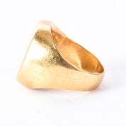 18K Gold Intaglio Knife-Wielding Laurel Wreath Signet Ring, Size 3 3/4