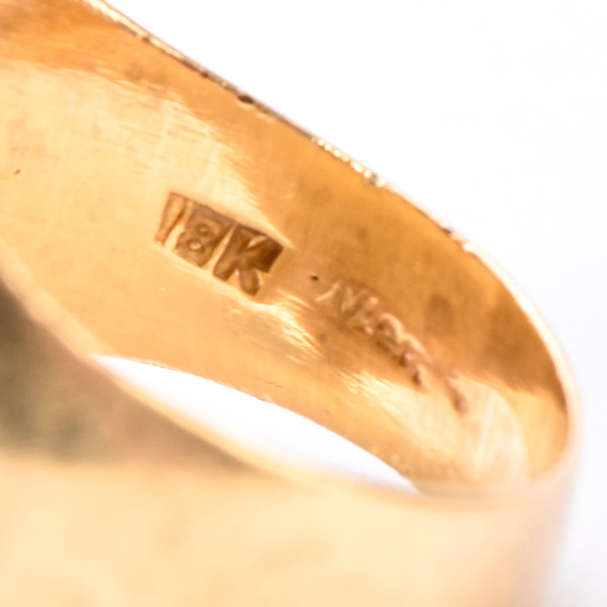 18K Gold Intaglio Knife-Wielding Laurel Wreath Signet Ring, Size 3 3/4
