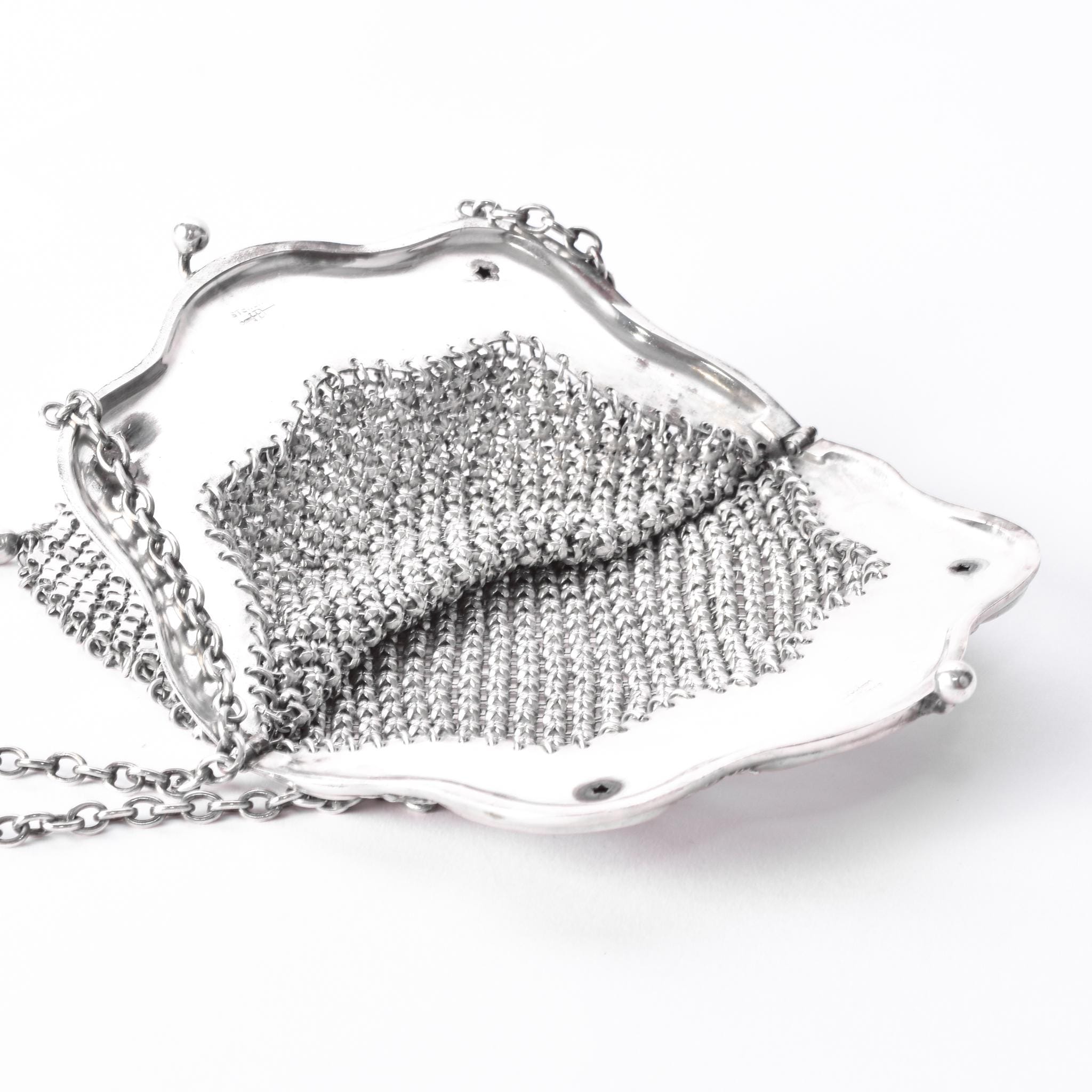Art Nouveau Sterling Silver Mesh Handle Bag