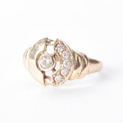 14K Gold and Cubic Zirconia Modernist Statement Ring