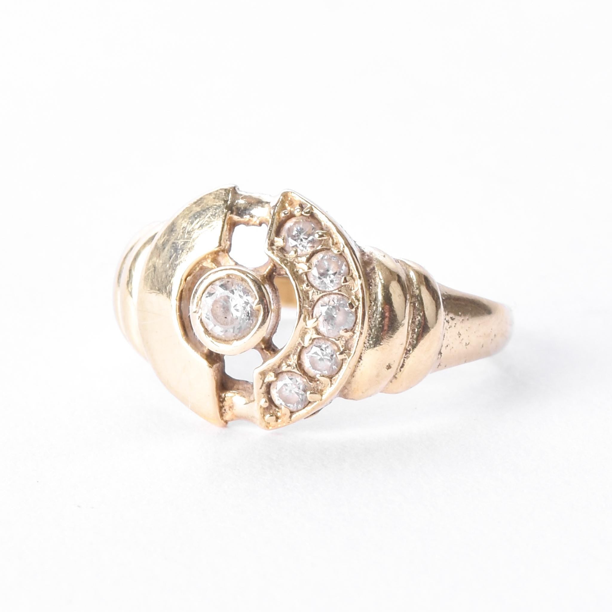 14K Gold and Cubic Zirconia Modernist Statement Ring