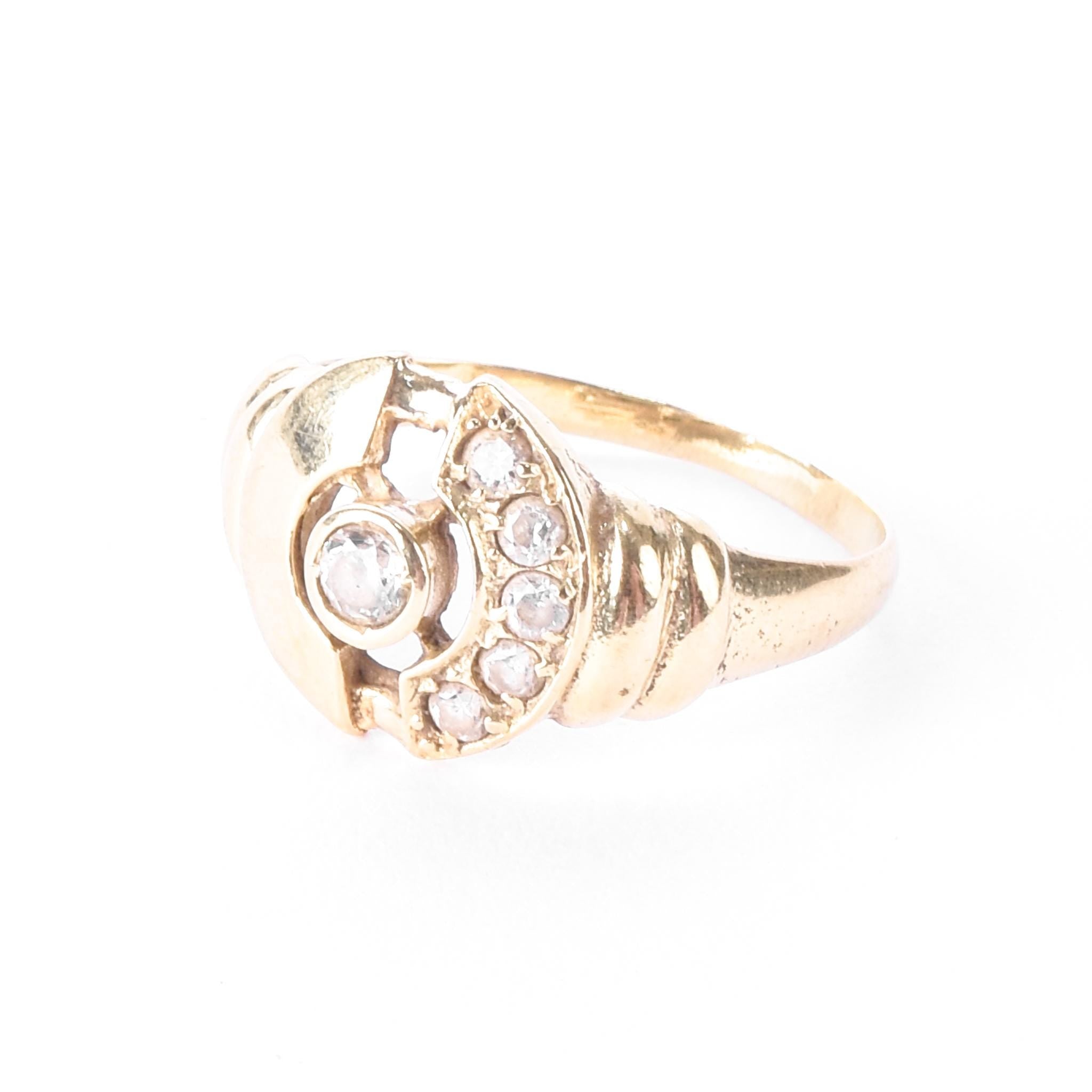 14K Gold and Cubic Zirconia Modernist Statement Ring