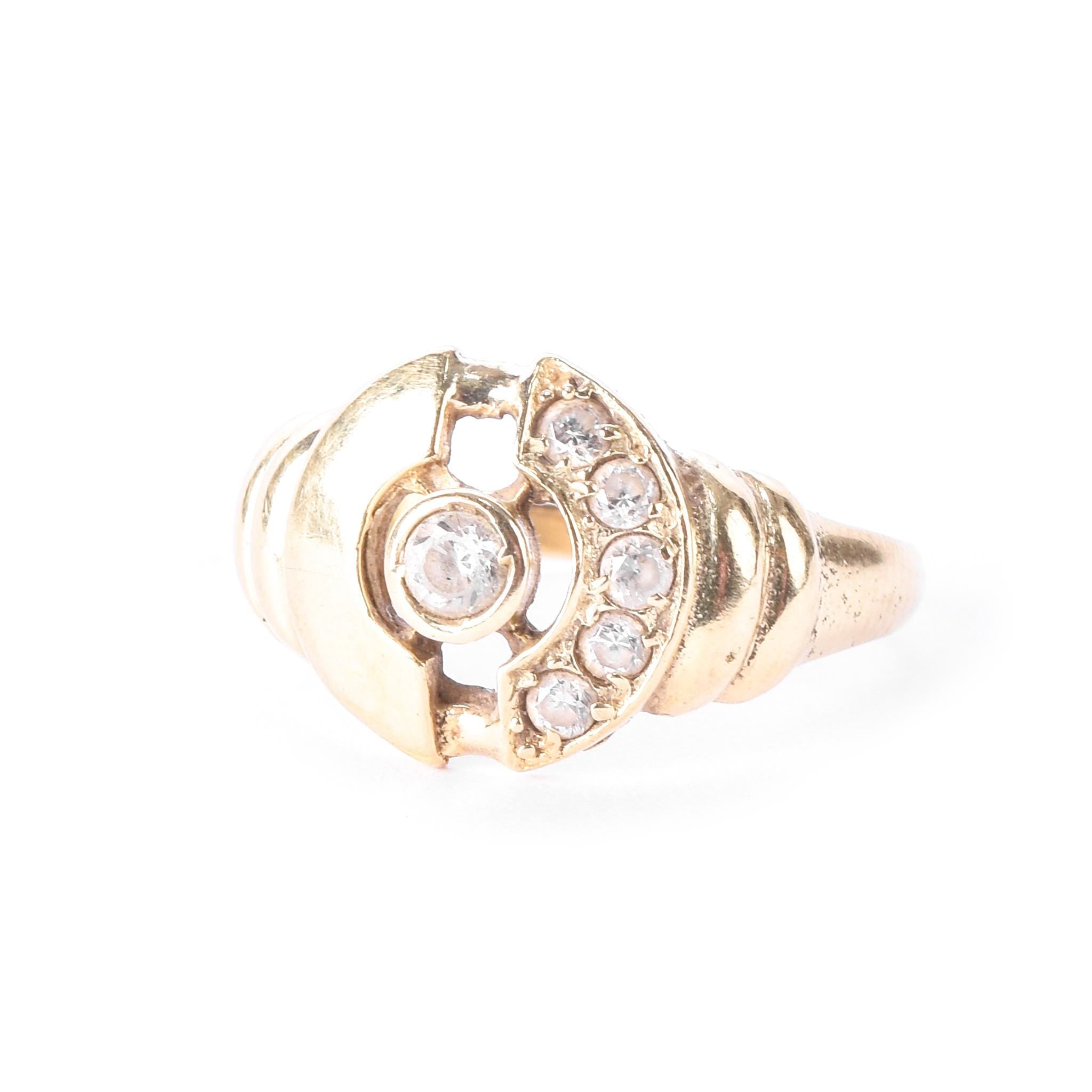 14K Gold and Cubic Zirconia Modernist Statement Ring
