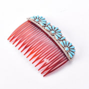 Zuni Sterling Silver and Turquoise Petit Point Hair Comb Barette