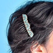 Zuni Sterling Silver and Turquoise Petit Point Hair Comb Barette
