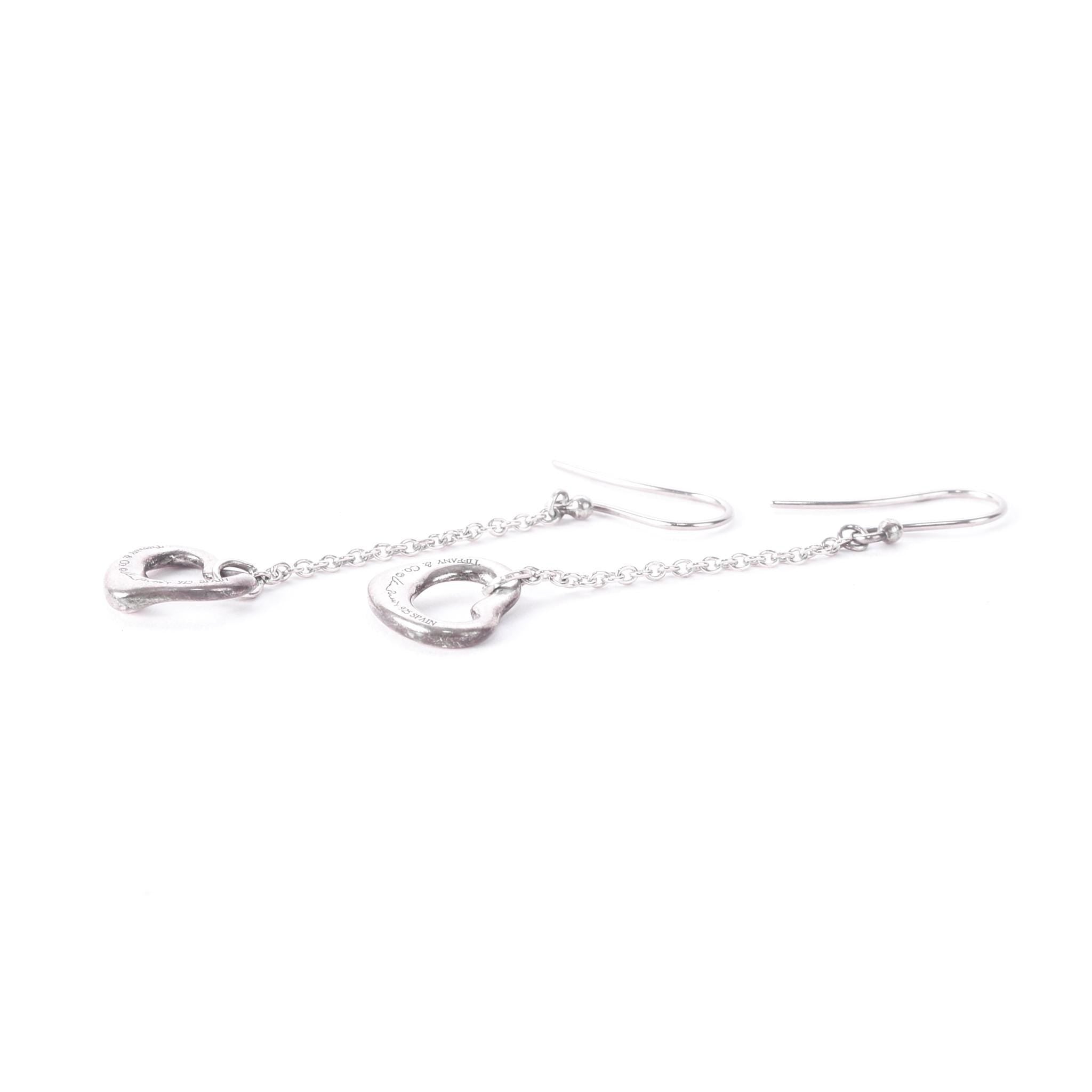 Tiffany & Co. Elsa Peretti Sterling Silver Open Heart Drop Earrings