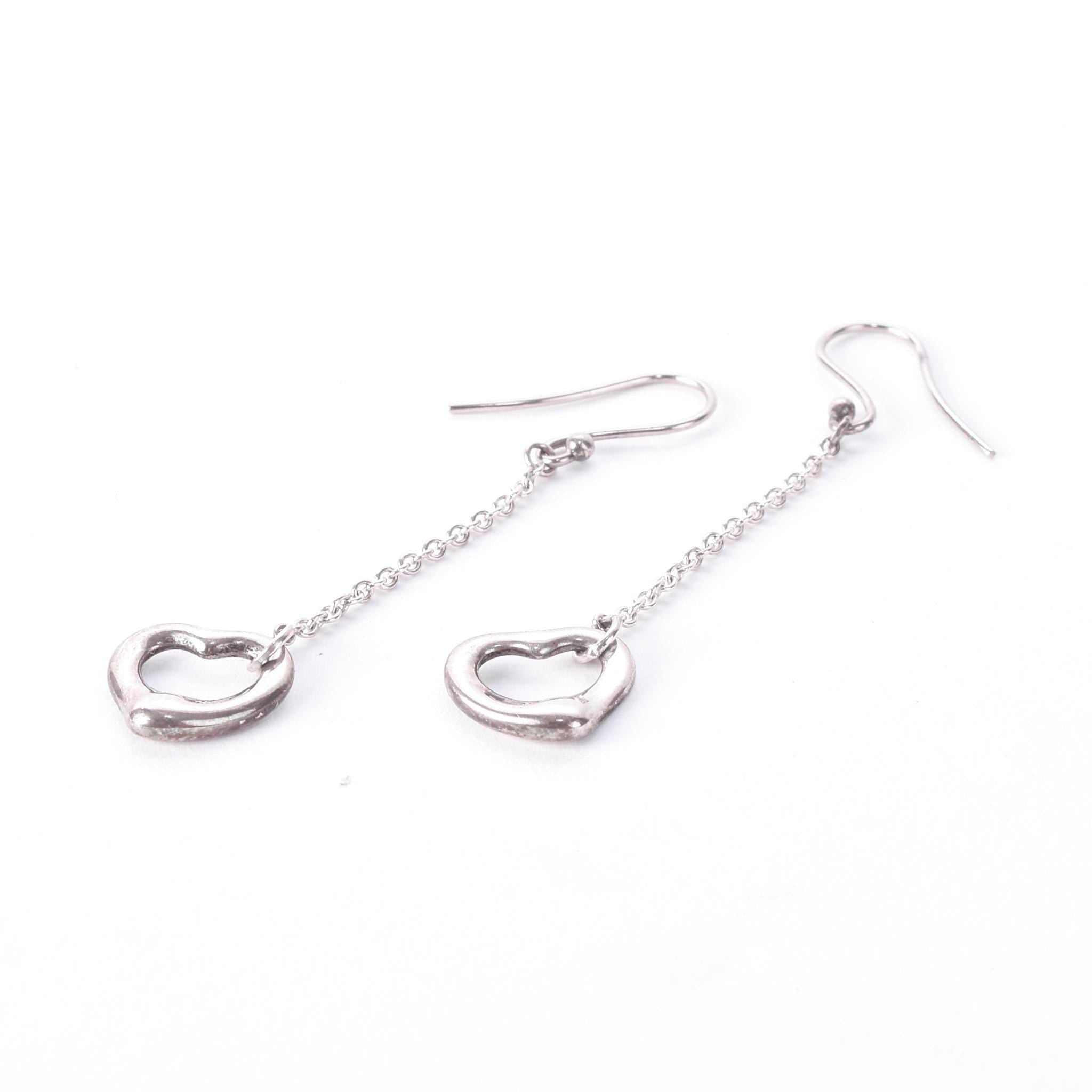 Tiffany & Co. Elsa Peretti Sterling Silver Open Heart Drop Earrings