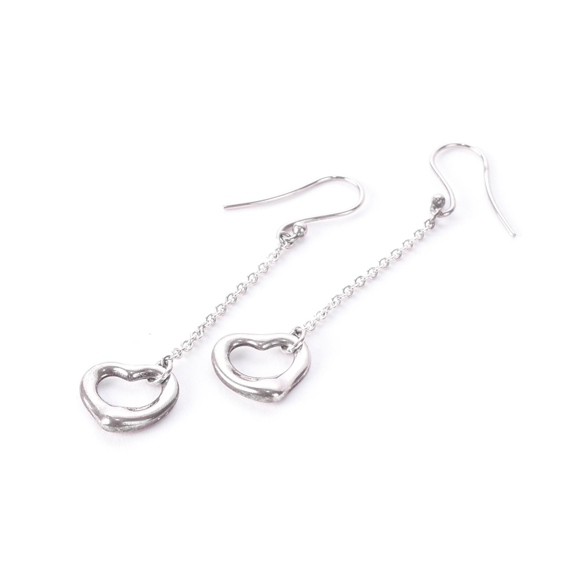 Tiffany & Co. Elsa Peretti Sterling Silver Open Heart Drop Earrings