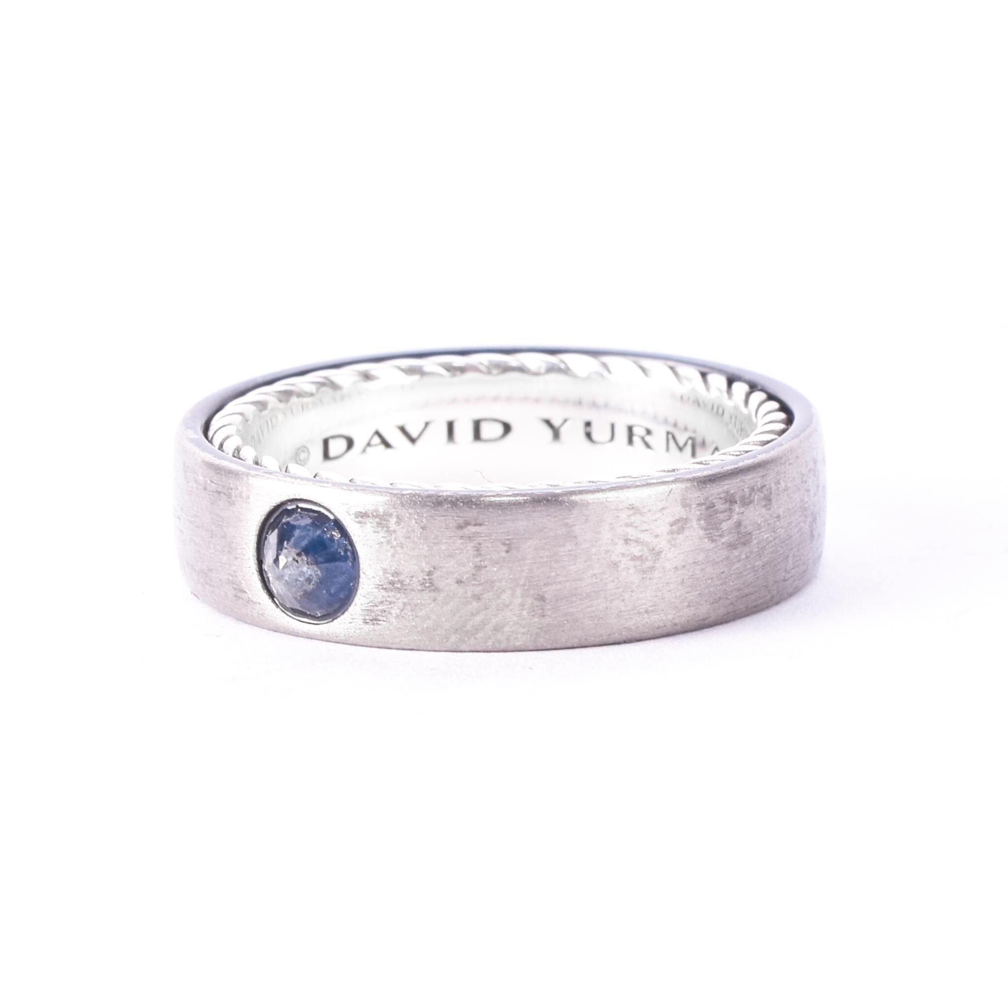 David Yurman Titanium and Sterling Silver Men's Streamline Band with Sapphire