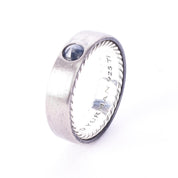 David Yurman Titanium and Sterling Silver Men's Streamline Band with Sapphire