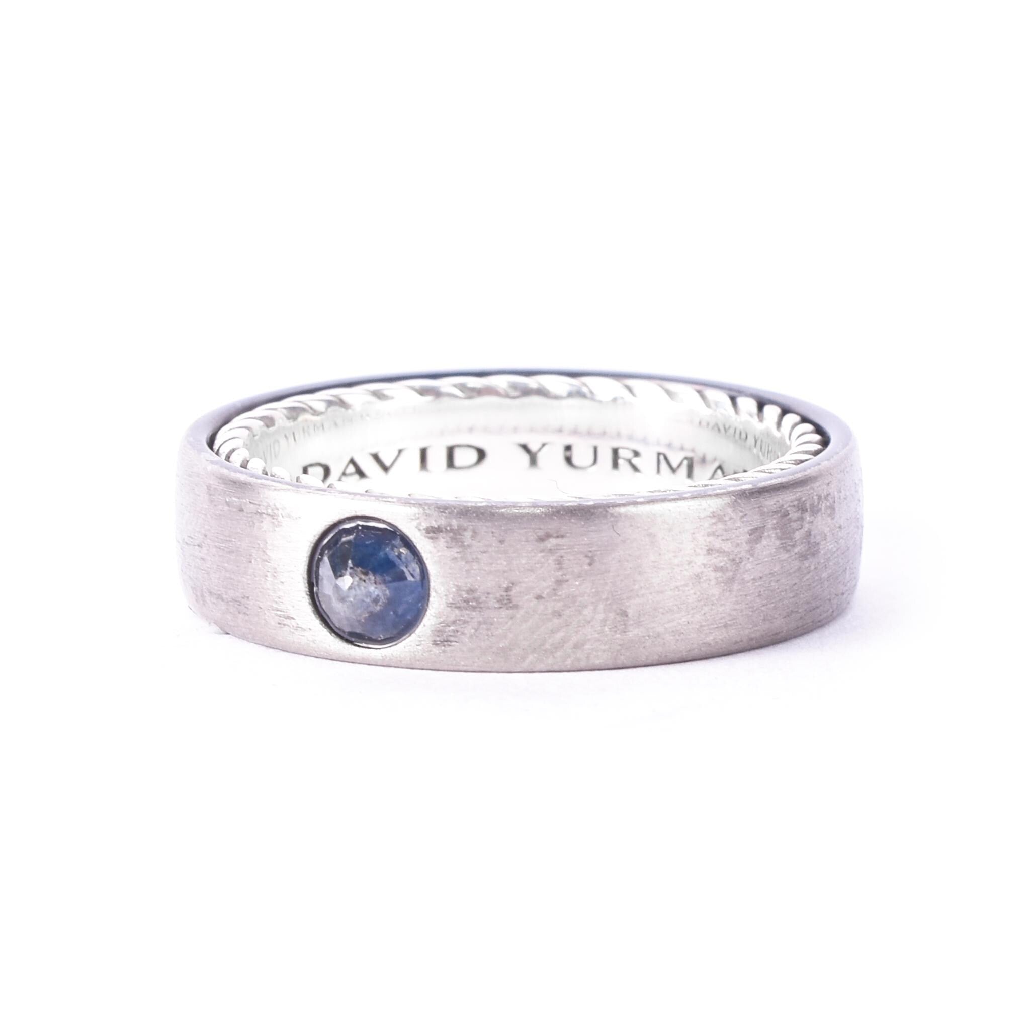 David Yurman Titanium and Sterling Silver Men's Streamline Band with Sapphire