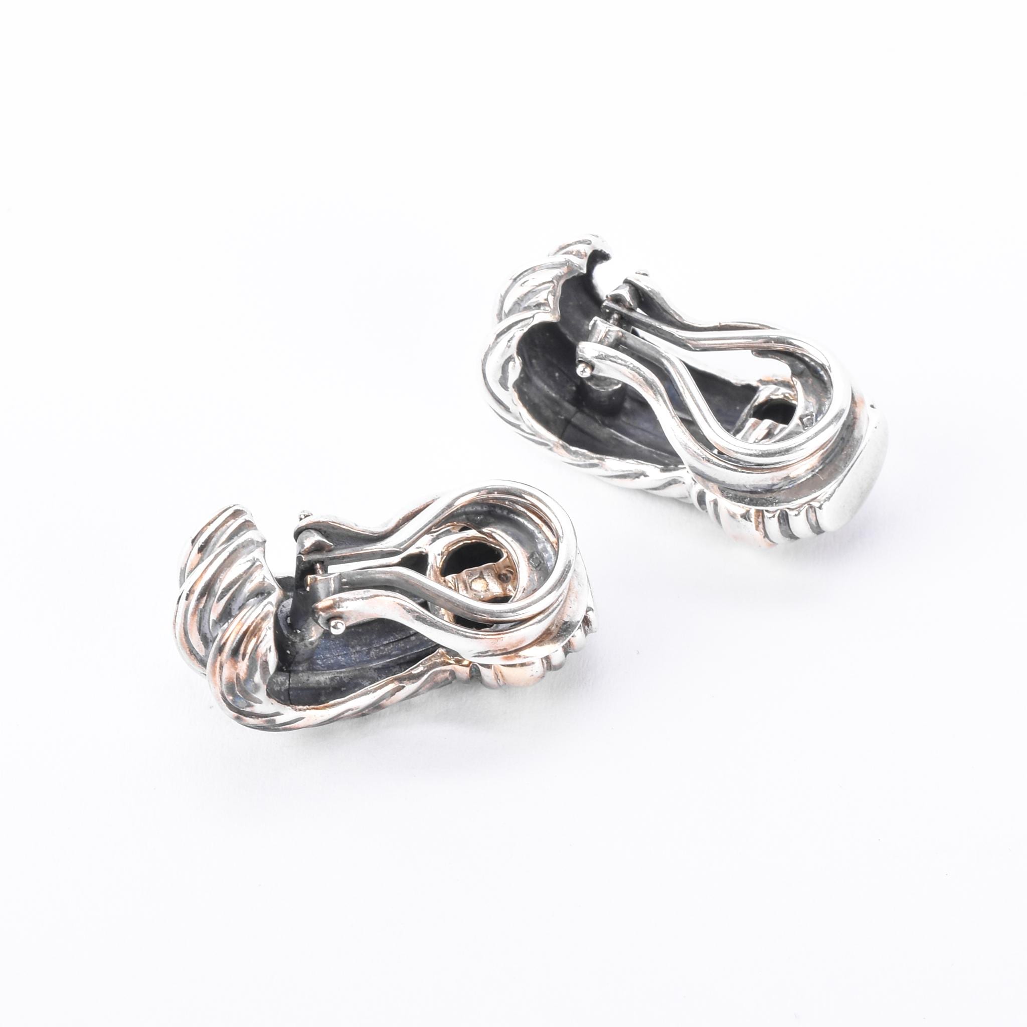 David Yurman Sterling Silver & 14K Gold Cable Collection Clip-On Earrings