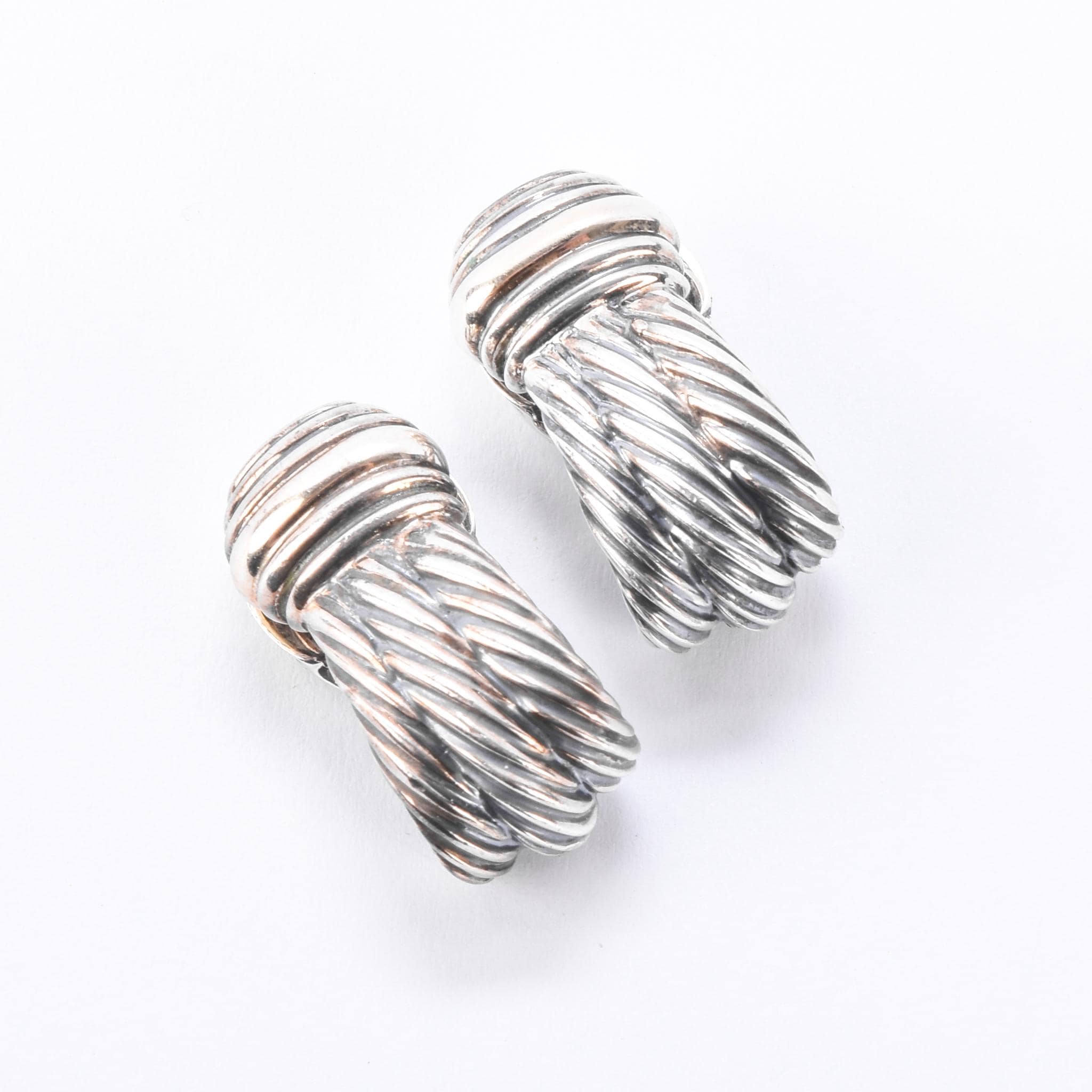David Yurman Sterling Silver & 14K Gold Cable Collection Clip-On Earrings
