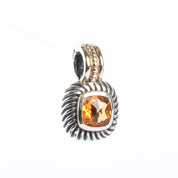 David Yurman 1990s Sterling Silver & 14K Gold Citrine Albion Enhancer Pendant