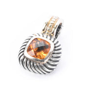 David Yurman 1990s Sterling Silver & 14K Gold Citrine Albion Enhancer Pendant