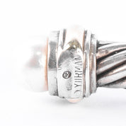 David Yurman Sterling Silver & 14K Gold Cable Collection Cuff with Pearls